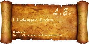 Lindmayer Endre névjegykártya